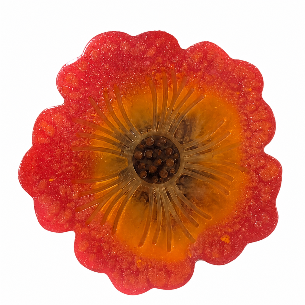 Handcrafted Resin Flower Coaster Set – Red & Orange Petal Glow