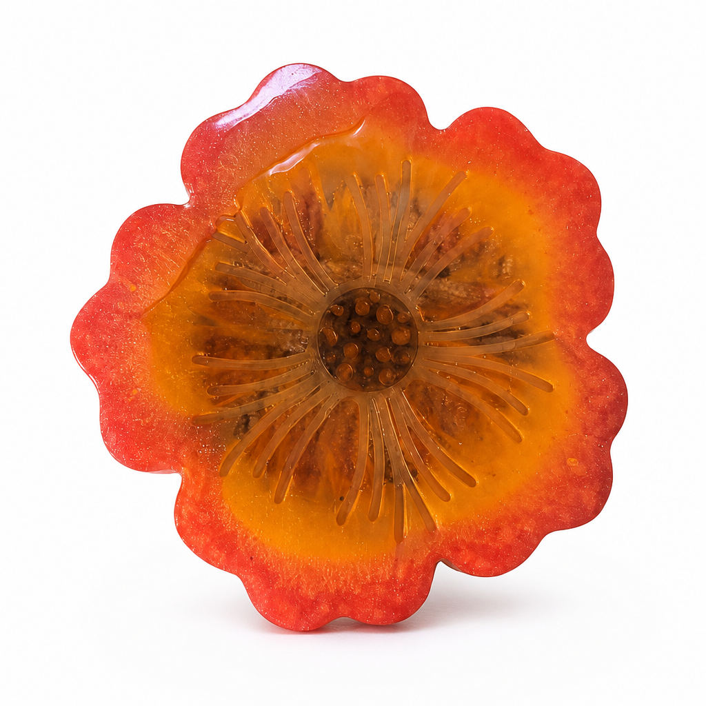 Handcrafted Resin Flower Coaster Set – Red & Orange Petal Glow