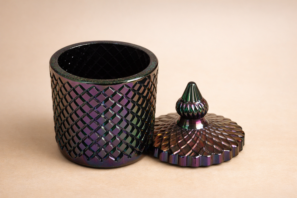 Iridescent Resin Storage Jar with Lid