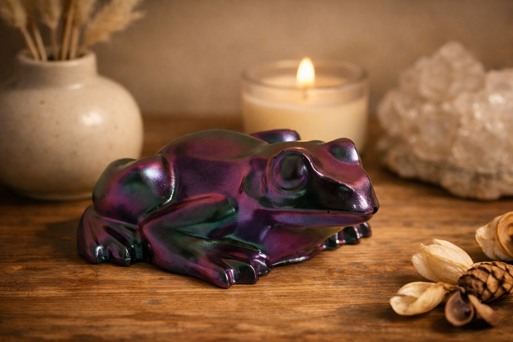 Iridescent Frog Resin Figurine