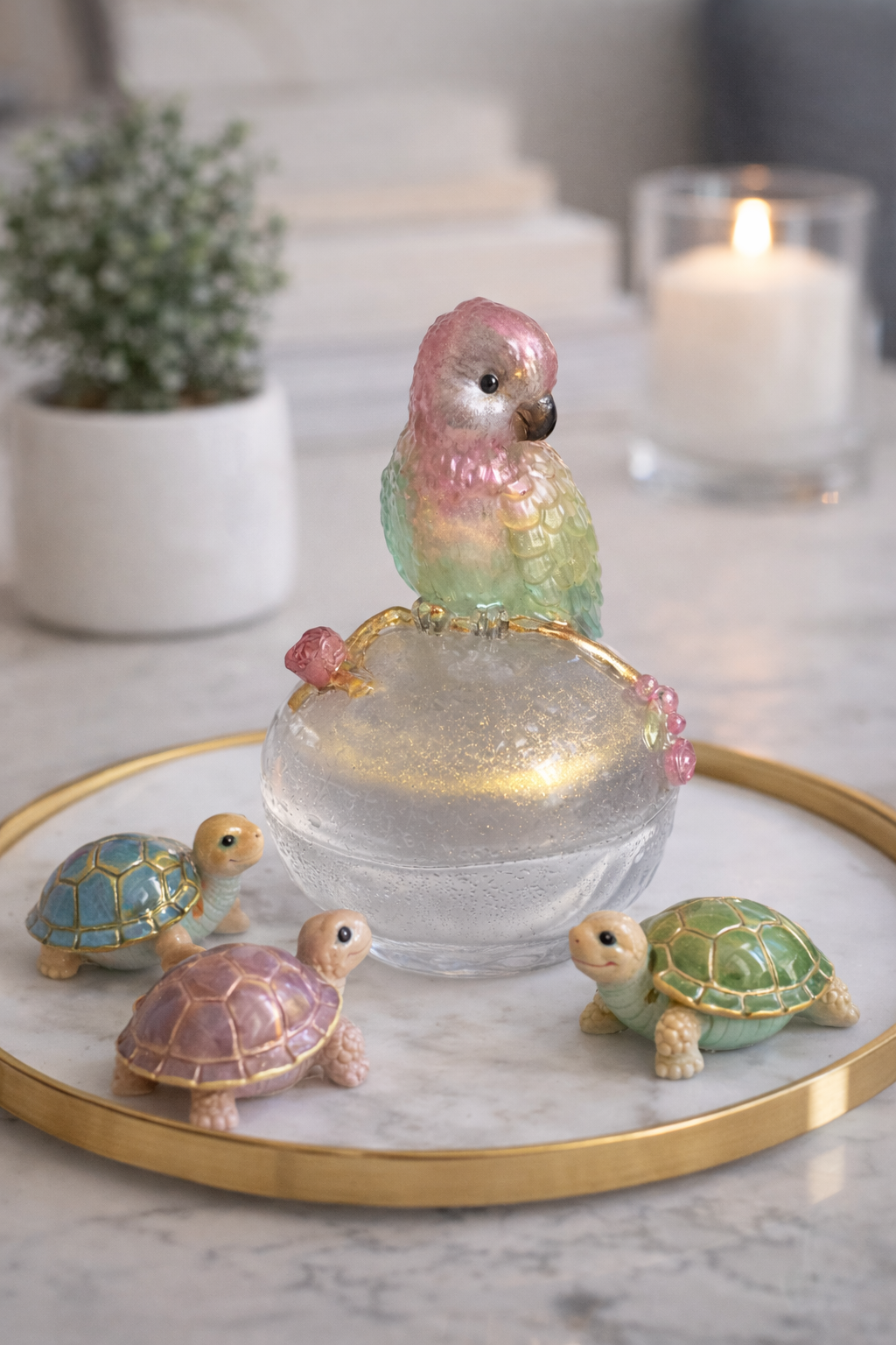 Pastel Bird Resin Figurine