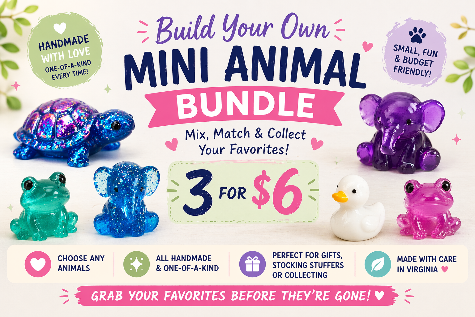 Mini Animal 3 for $6 Bundle