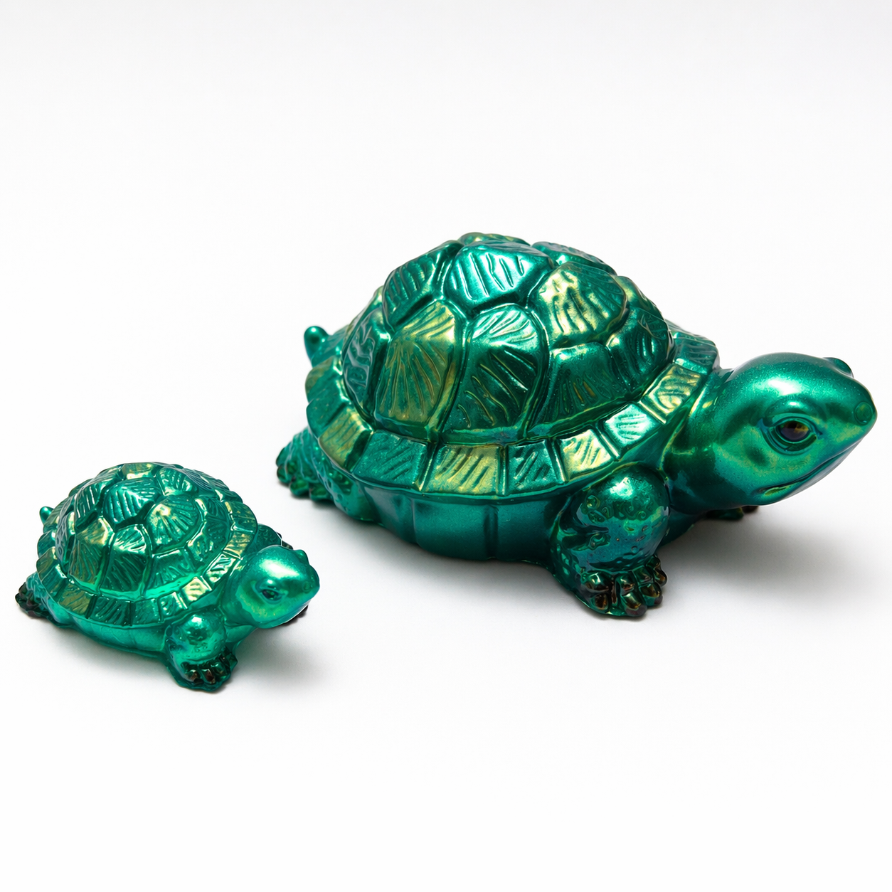 Handmade Resin Turtle Set – Mama & Baby Turtle Duo – Colorful Decorative Home Decor