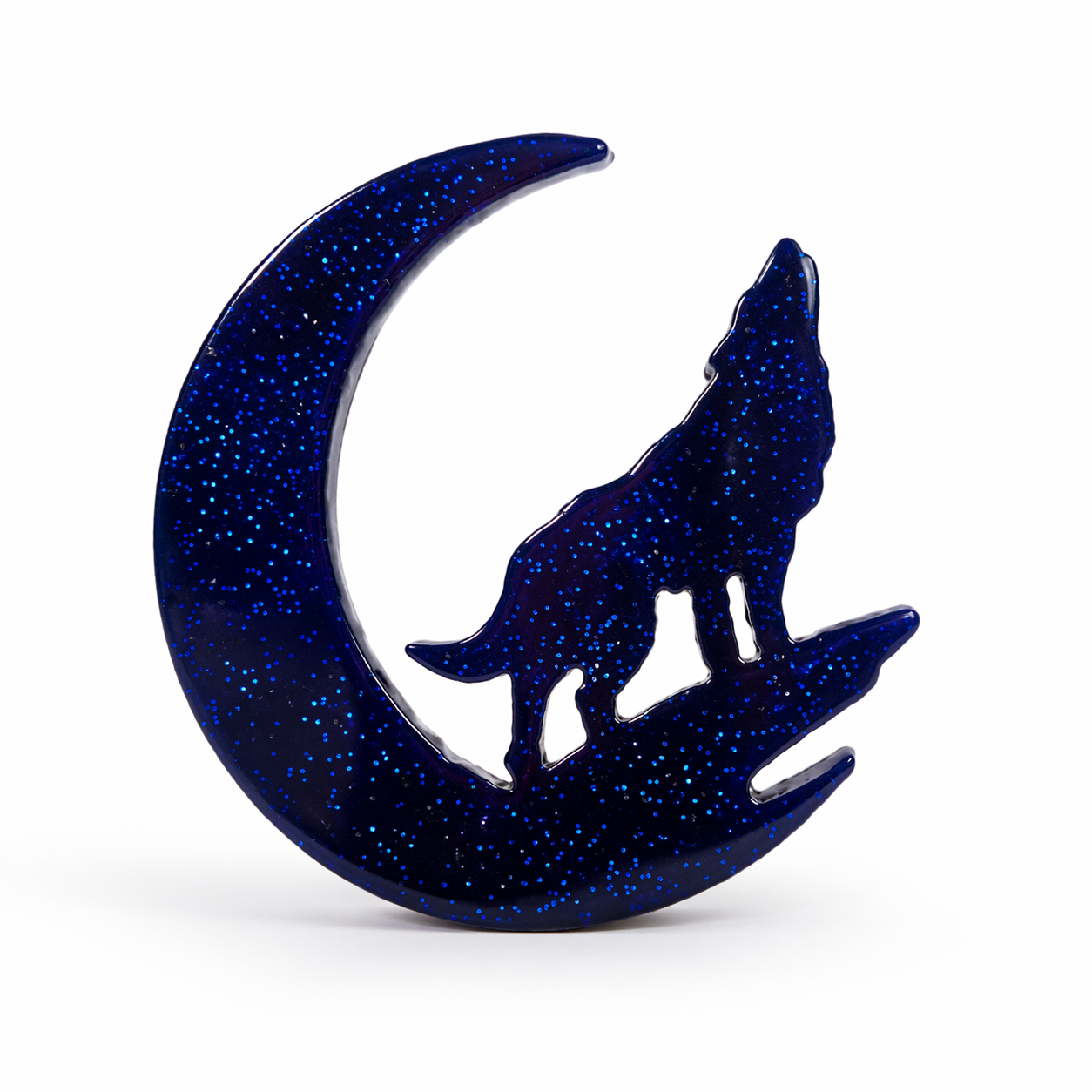 Glitter Wolf Moon Resin Decor