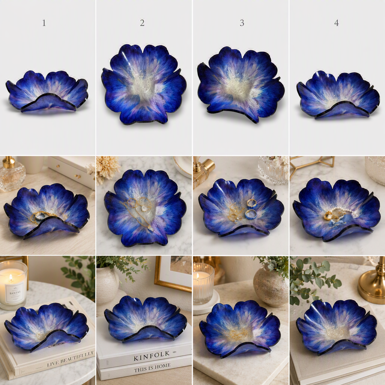 Blue Violet Bloom Resin Bowl