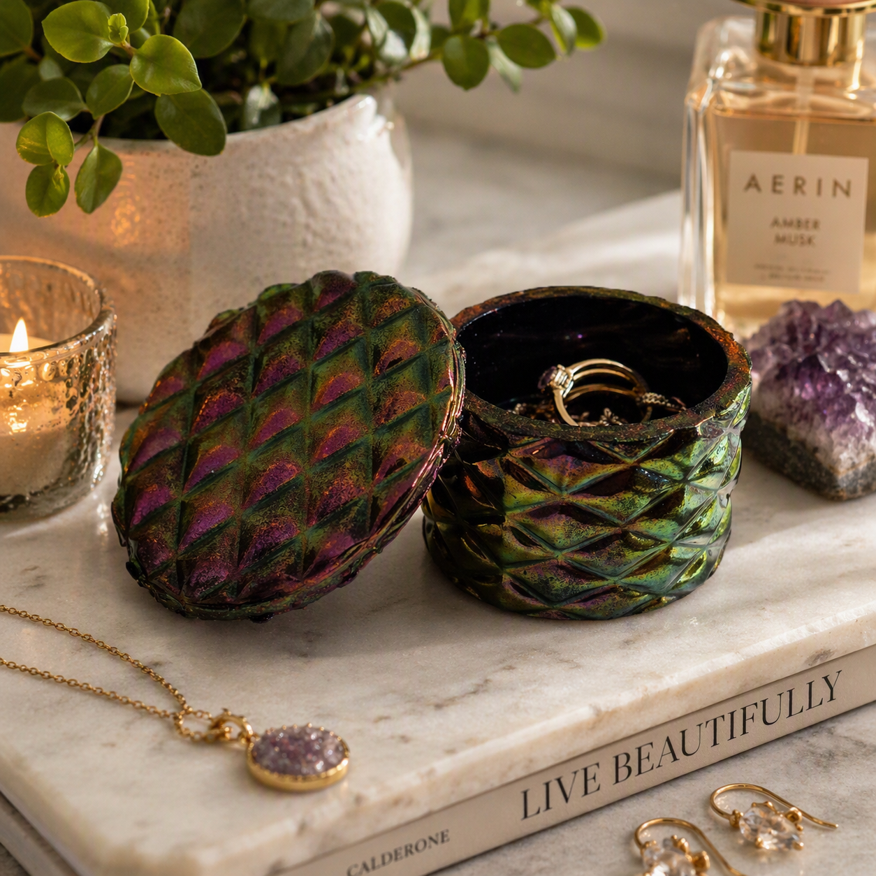 Iridescent Resin Jewelry Box