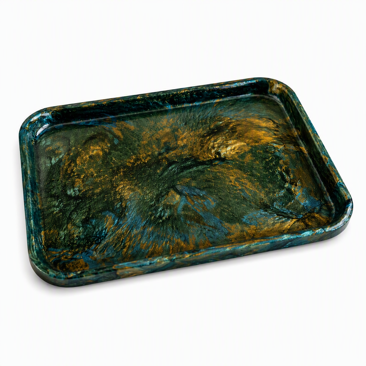 Green & Gold Resin Catch-All Tray