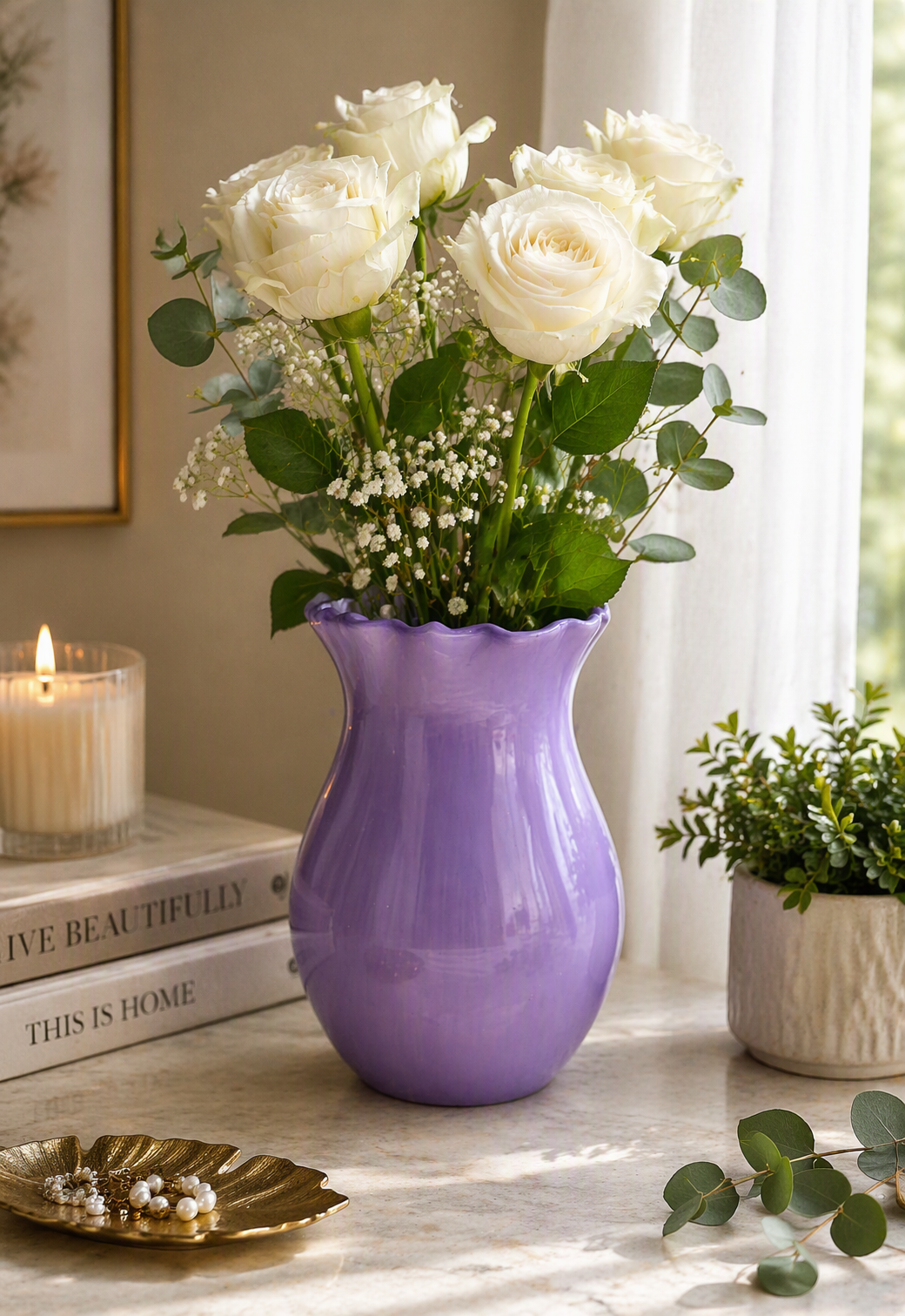 Purple Resin Flower Vase | Hand-Poured Decorative Vase | Floral Home Décor | Unique Gift | Modern Table or Shelf Accent