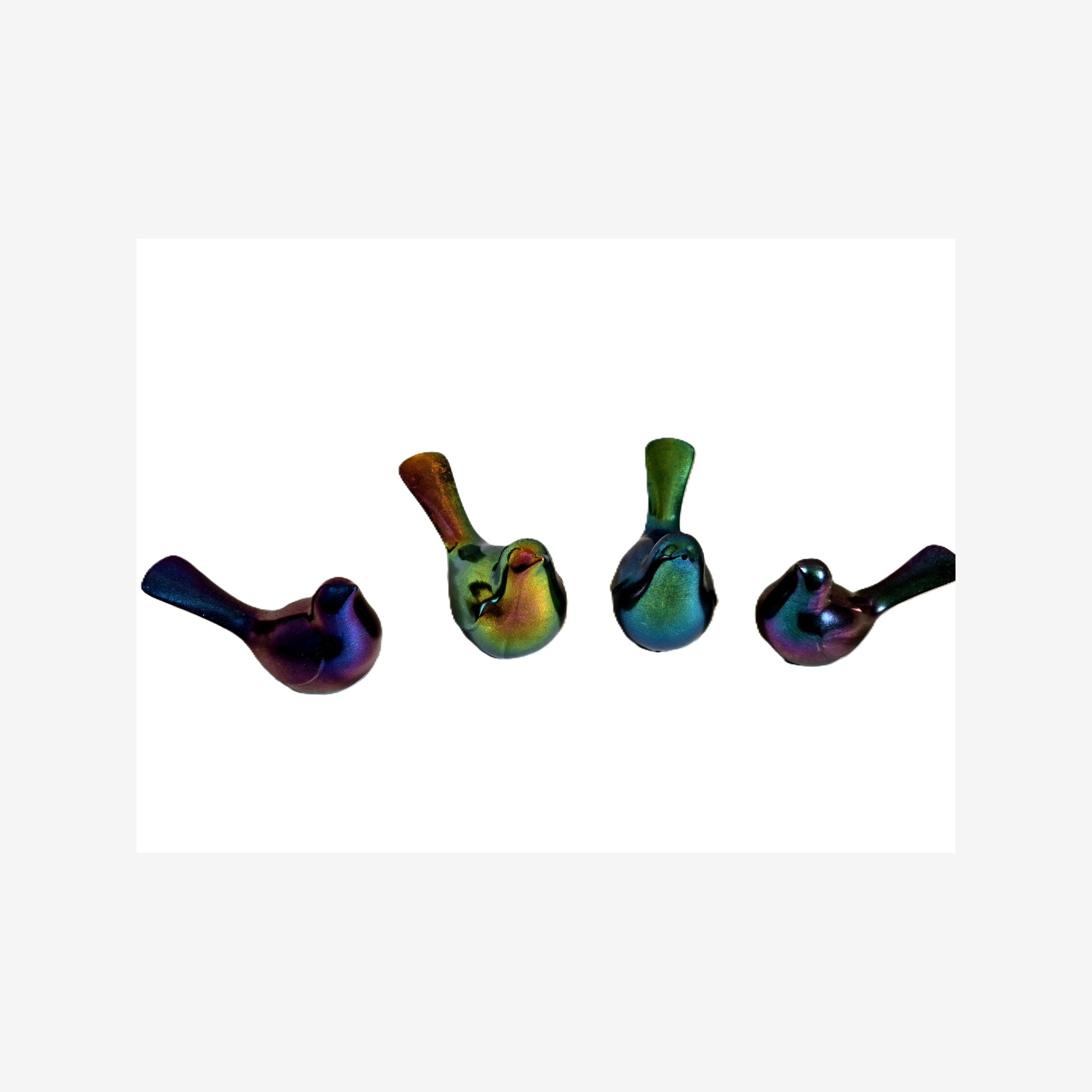 Iridescent Bird Figurine Set